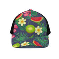 Aloha Tropical Watermelon Pattern Print Black Mesh Trucker Hat