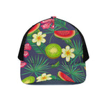 Aloha Tropical Watermelon Pattern Print Black Mesh Trucker Cap