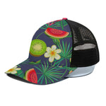 Aloha Tropical Watermelon Pattern Print Black Mesh Trucker Cap