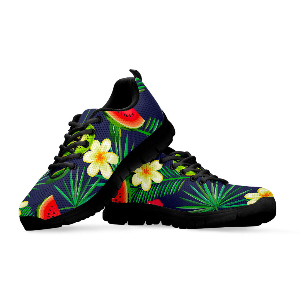 Aloha Tropical Watermelon Pattern Print Black Running Shoes