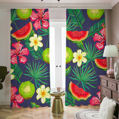 Aloha Tropical Watermelon Pattern Print Blackout Pencil Pleat Curtains
