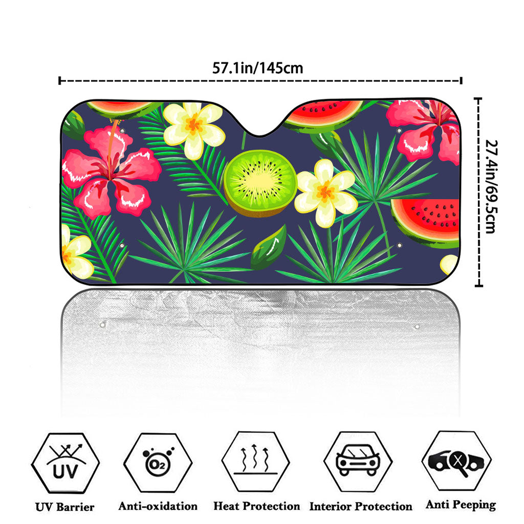 Aloha Tropical Watermelon Pattern Print Car Windshield Sun Shade