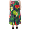 Aloha Tropical Watermelon Pattern Print Chiffon Maxi Skirt