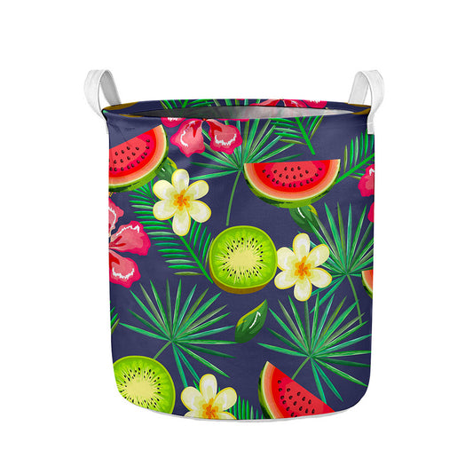 Aloha Tropical Watermelon Pattern Print Collapsible Laundry Basket