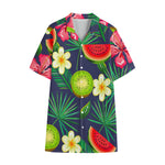 Aloha Tropical Watermelon Pattern Print Cotton Hawaiian Shirt