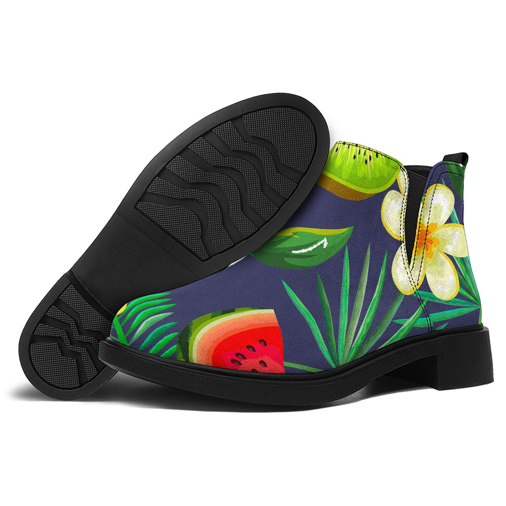 Aloha Tropical Watermelon Pattern Print Flat Ankle Boots