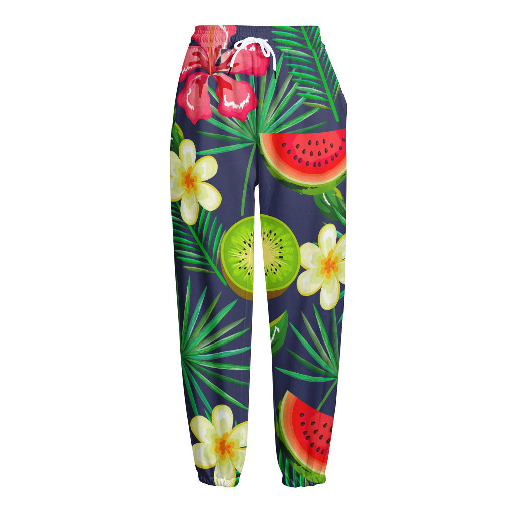 Aloha Tropical Watermelon Pattern Print Fleece Lined Knit Pants