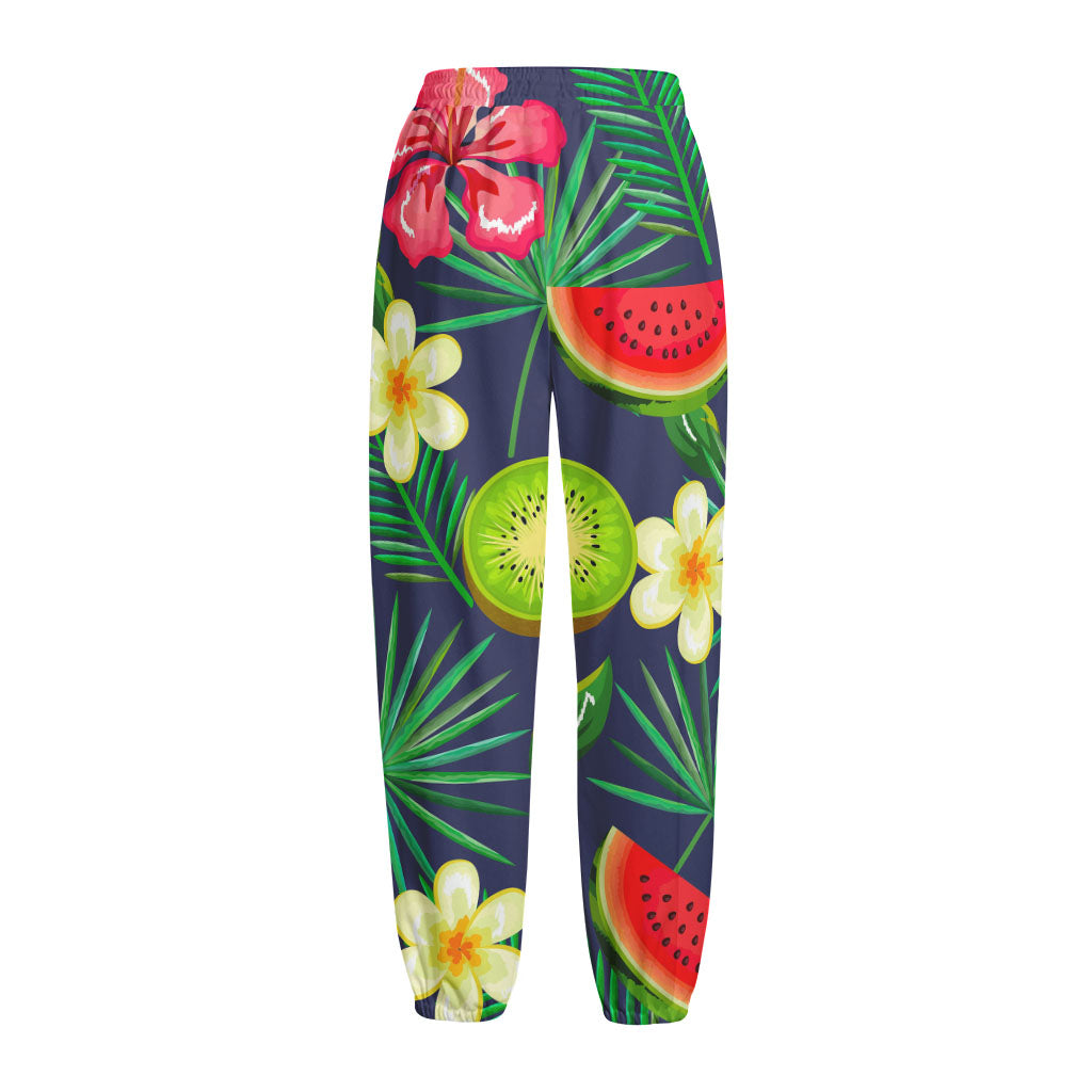 Aloha Tropical Watermelon Pattern Print Fleece Lined Knit Pants