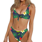 Aloha Tropical Watermelon Pattern Print Front Bow Tie Bikini