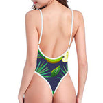 Aloha Tropical Watermelon Pattern Print High Cut One Piece Swimsuit