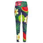 Aloha Tropical Watermelon Pattern Print High-Waisted Pocket Leggings