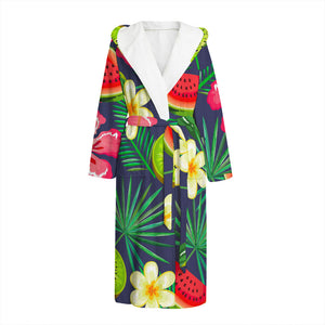 Aloha Tropical Watermelon Pattern Print Hooded Bathrobe