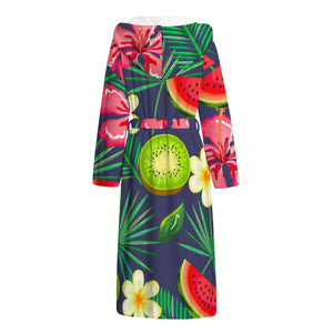 Aloha Tropical Watermelon Pattern Print Hooded Bathrobe