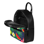 Aloha Tropical Watermelon Pattern Print Leather Backpack