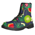 Aloha Tropical Watermelon Pattern Print Lace-Up Boots