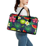 Aloha Tropical Watermelon Pattern Print Leather Duffle Bag