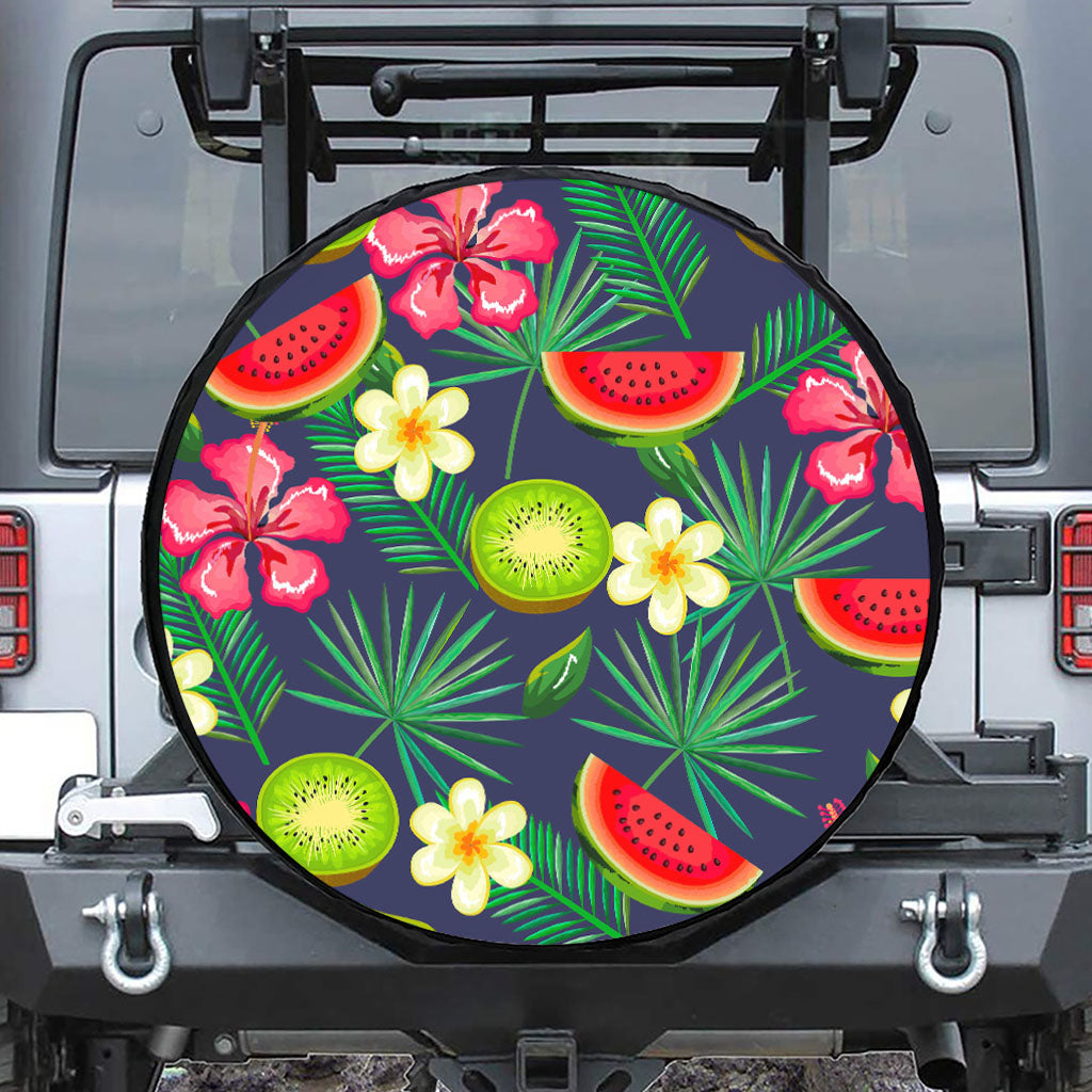 Aloha Tropical Watermelon Pattern Print Leather Spare Tire Cover
