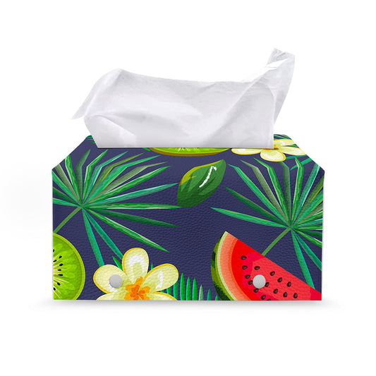Aloha Tropical Watermelon Pattern Print Leather Tissue Box Cover