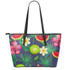 Aloha Tropical Watermelon Pattern Print Leather Tote Bag