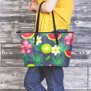 Aloha Tropical Watermelon Pattern Print Leather Tote Bag