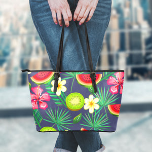 Aloha Tropical Watermelon Pattern Print Leather Tote Bag