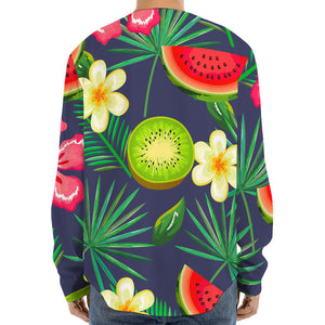 Aloha Tropical Watermelon Pattern Print Long Sleeve Baseball Jersey