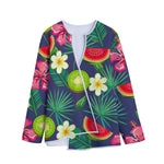 Aloha Tropical Watermelon Pattern Print Long Sleeve Short Coat