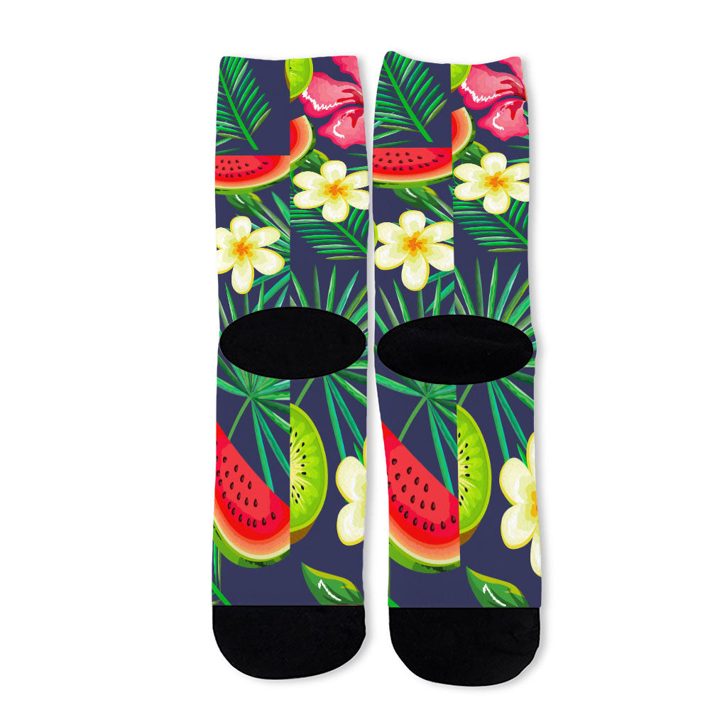 Aloha Tropical Watermelon Pattern Print Long Socks