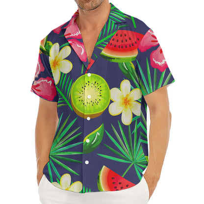 Aloha Tropical Watermelon Pattern Print Men's Deep V-Neck Shirt