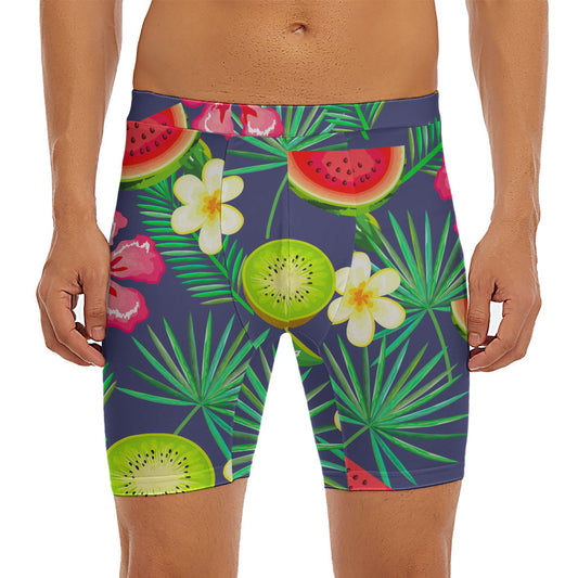Aloha Tropical Watermelon Pattern Print Men's Long Boxer Briefs