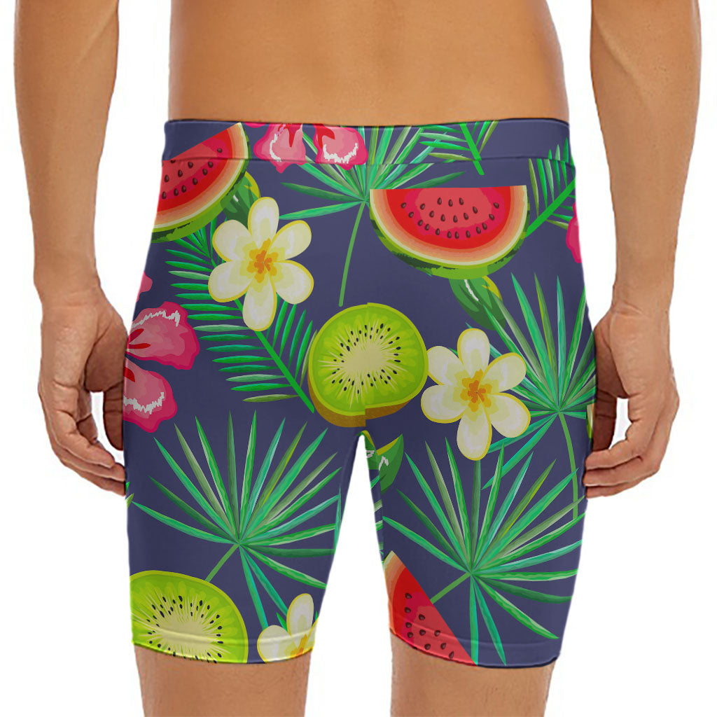 Aloha Tropical Watermelon Pattern Print Men's Long Boxer Briefs