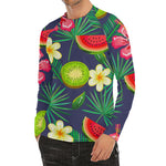 Aloha Tropical Watermelon Pattern Print Men's Long Sleeve Rash Guard