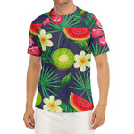 Aloha Tropical Watermelon Pattern Print Men's Short Sleeve Rash Guard