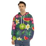 Aloha Tropical Watermelon Pattern Print Men's Velvet Pullover Hoodie