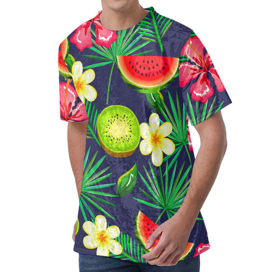 Aloha Tropical Watermelon Pattern Print Men's Velvet T-Shirt