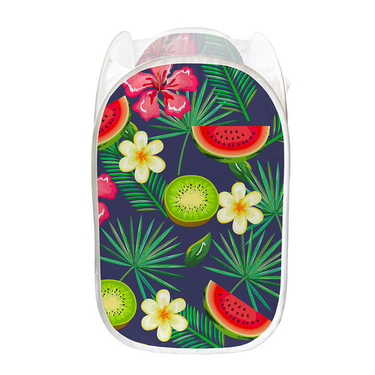 Aloha Tropical Watermelon Pattern Print Mesh Laundry Hamper