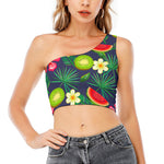 Aloha Tropical Watermelon Pattern Print One Shoulder Crop Top