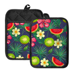 Aloha Tropical Watermelon Pattern Print Pot Holders With Pocket