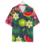 Aloha Tropical Watermelon Pattern Print Rayon Hawaiian Shirt
