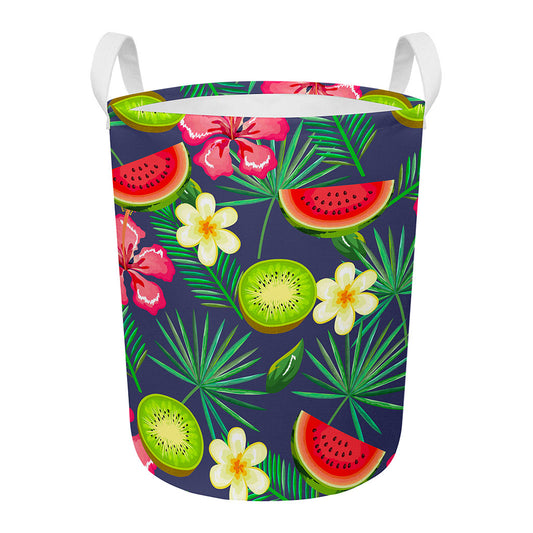 Aloha Tropical Watermelon Pattern Print Round Laundry Basket