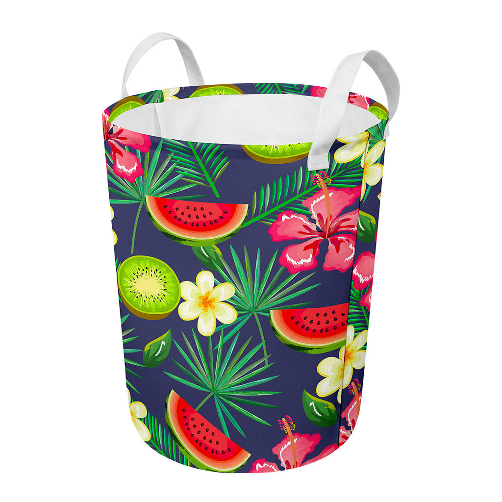 Aloha Tropical Watermelon Pattern Print Round Laundry Basket