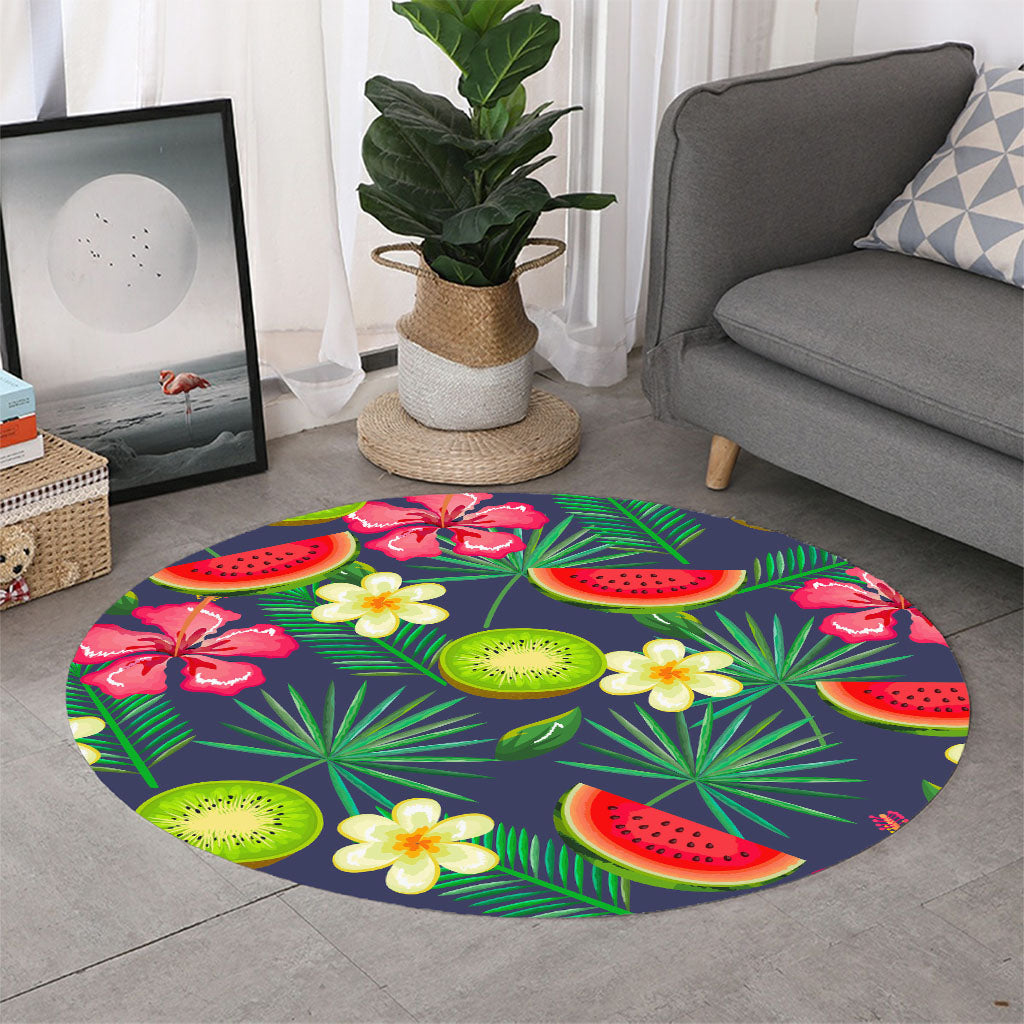 Aloha Tropical Watermelon Pattern Print Round Rug