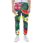 Aloha Tropical Watermelon Pattern Print Scuba Joggers