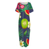 Aloha Tropical Watermelon Pattern Print Short Sleeve Long Nightdress