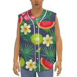 Aloha Tropical Watermelon Pattern Print Sleeveless Baseball Jersey