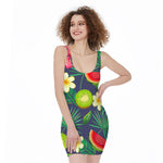 Aloha Tropical Watermelon Pattern Print Sleeveless Bodycon Dress