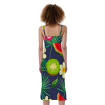 Aloha Tropical Watermelon Pattern Print Slim Fit Midi Cami Dress