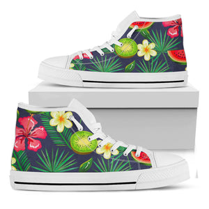 Aloha Tropical Watermelon Pattern Print White High Top Sneakers