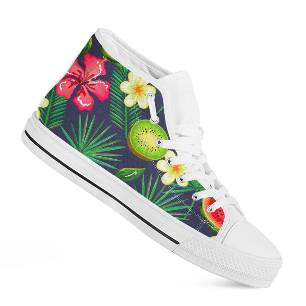 Aloha Tropical Watermelon Pattern Print White High Top Sneakers