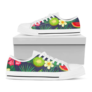 Aloha Tropical Watermelon Pattern Print White Low Top Sneakers